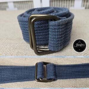 Unbranded Men's Blue Soft Canvas Double Ring Belt Size 40